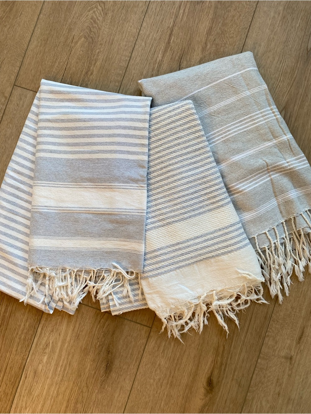 Bundle of 3 Neutral Striped Turkish 100% Cotton Bath / BeachTowels